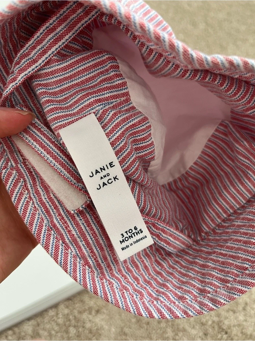 Janie and Jack Red & Blue Striped Baby Romper Set